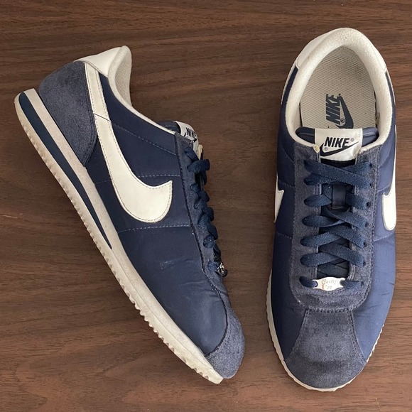 Nike Cortez Basic Nylon Mens 9 Midnight Navy Retro 72 Casual Sneakers Training - Picture 1 of 11